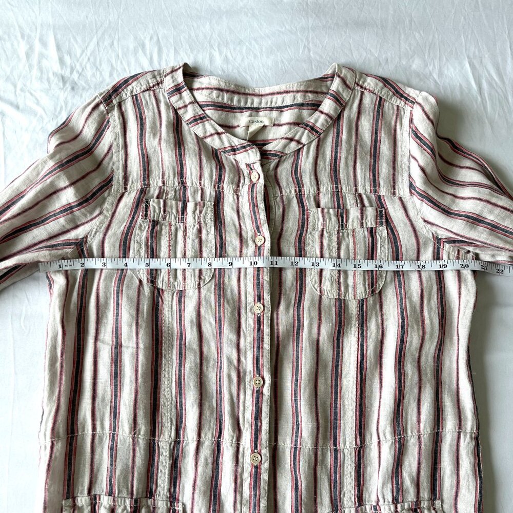 Caslon 100% Linen Striped Shirt Dress - Coastal Midi - Size L - Picture 6 of 11